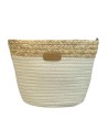 BOLSO COMBINADO RAFIA Y TELA BEIG