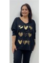 CAMISETA 9 CORAZONES NEGRO
