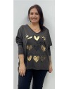 CAMISETA 9 CORAZONES MARRON