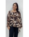 BLUSA FLORES MARRON