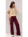 PANTALON 3 RAYAS BURDEOS