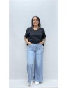 CAMISETA BASICA CUELLO PICO NEGRO