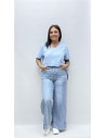 CAMISETA BASICA CUELLO PICO AZUL