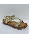 SANDALIA TIRAS TRENZA ORO