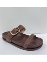 SANDALIA HEBILLA DOS TIRAS MARRON