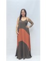 VESTIDO BICOLOR OLGA MARRON