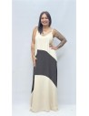 VESTIDO BICOLOR OLGA BEIG
