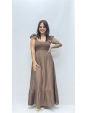 VESTIDO ROSETA MARRON