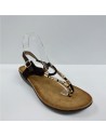 SANDALIA DEDO TIRAS METAL MARRON