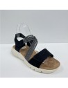 SANDALIA PLANA CON VELCROS NEGRO