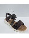 SANDALIA PLANA CON VELCROS MARRON