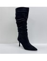 BOTA ALTA ARRUGADA NEGRO